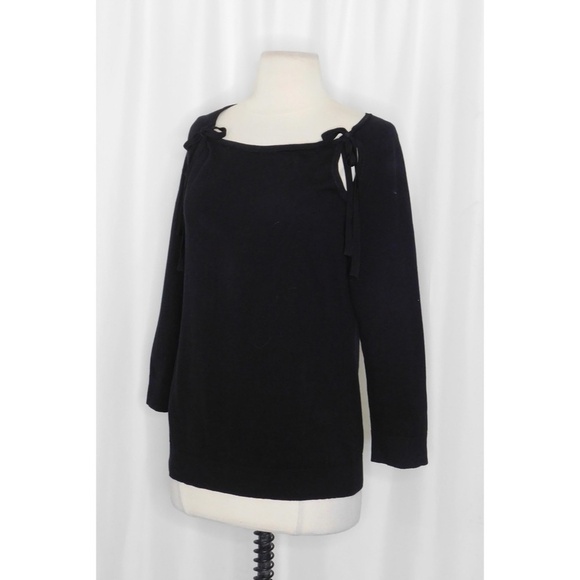 ANTHROPOLOGIE Siobhan Black Cheeky Ties Cutout Sweater Pullover Cotton Medium - Picture 8 of 16